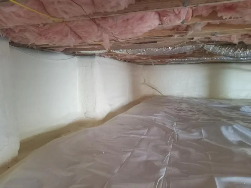 Crawl space encapsulation with closed-cell spray foam for Attic Insulation in East Hampton